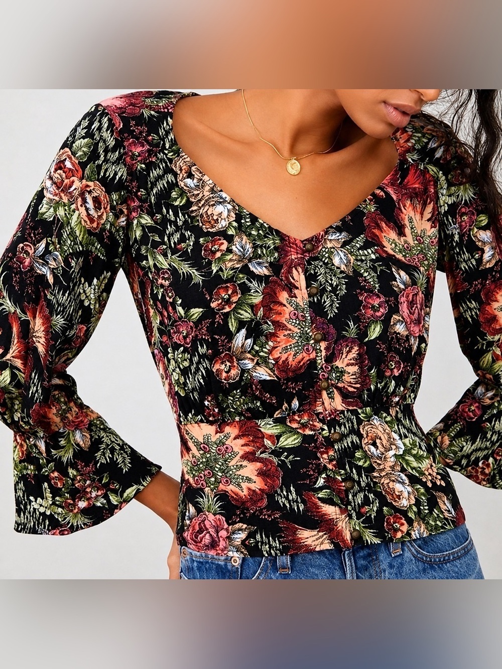 Maeve Percie floral long sleeve top, XS
